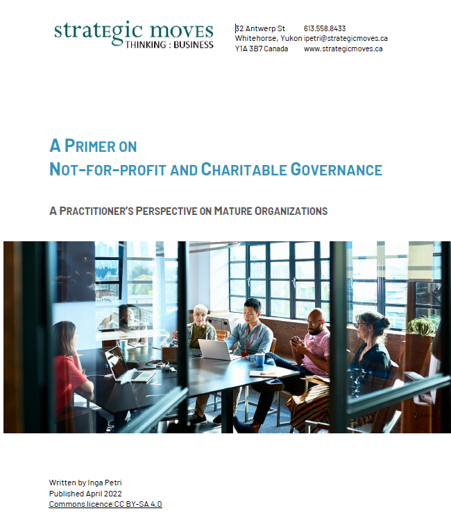 A Primer on Good Governance in Not-for-profit and charitable organizations from a practitioner's perspective, April 2022